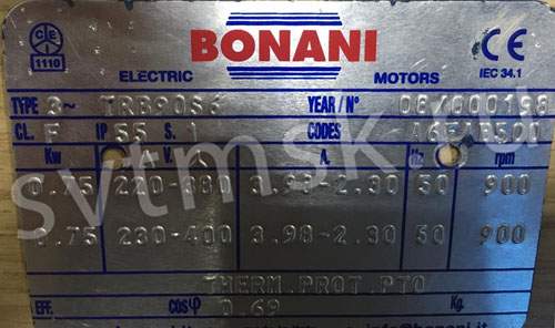 Мотор BONANI TRB90S6 0,75 кВт