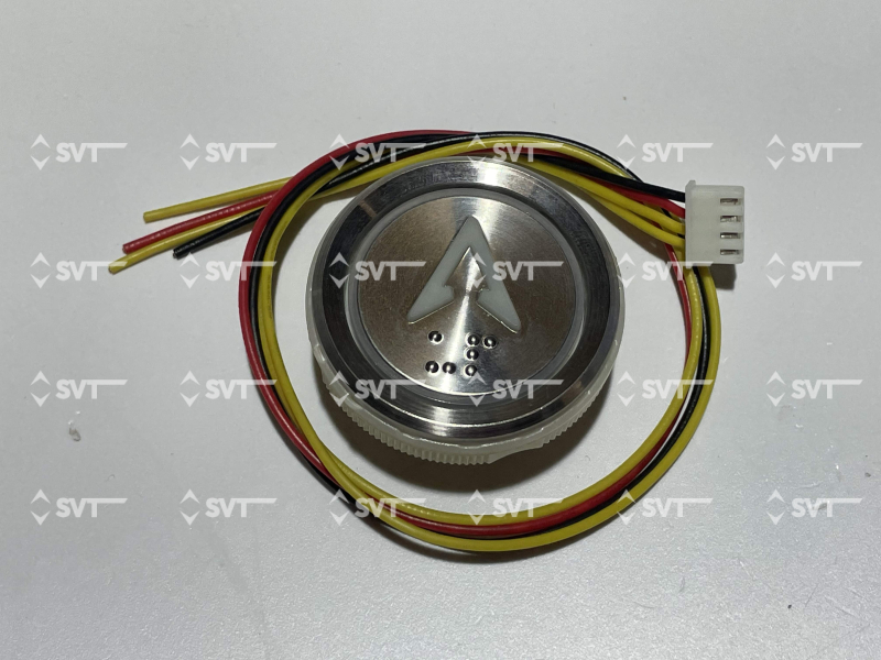 Кнопка вызова вверх. 24V. красная подсветка. Монтажный диаметр 35мм.